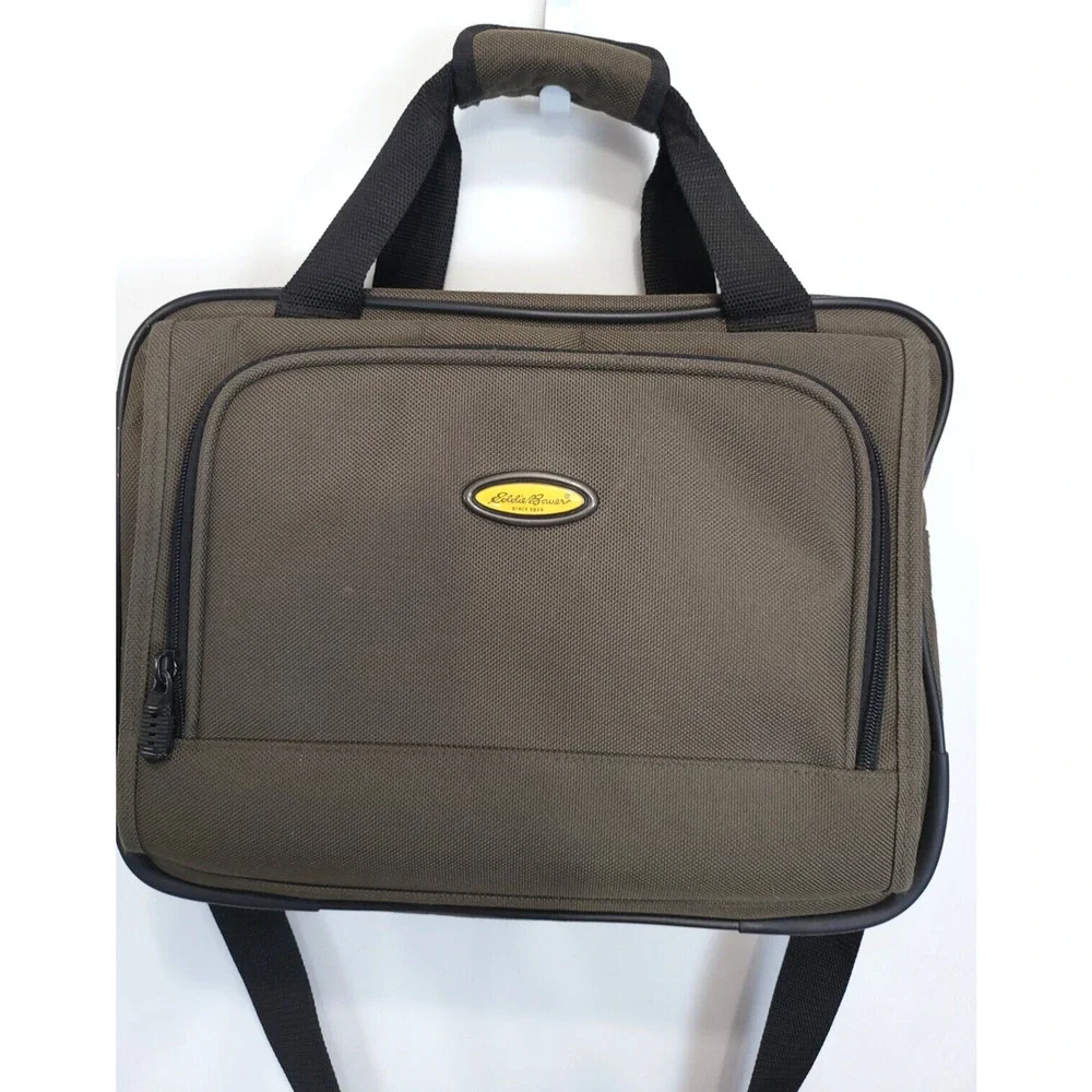 Eddie Bauer Luggage Carry On Handle &‎ Shoulder Strap Canvas Bag Olive Black